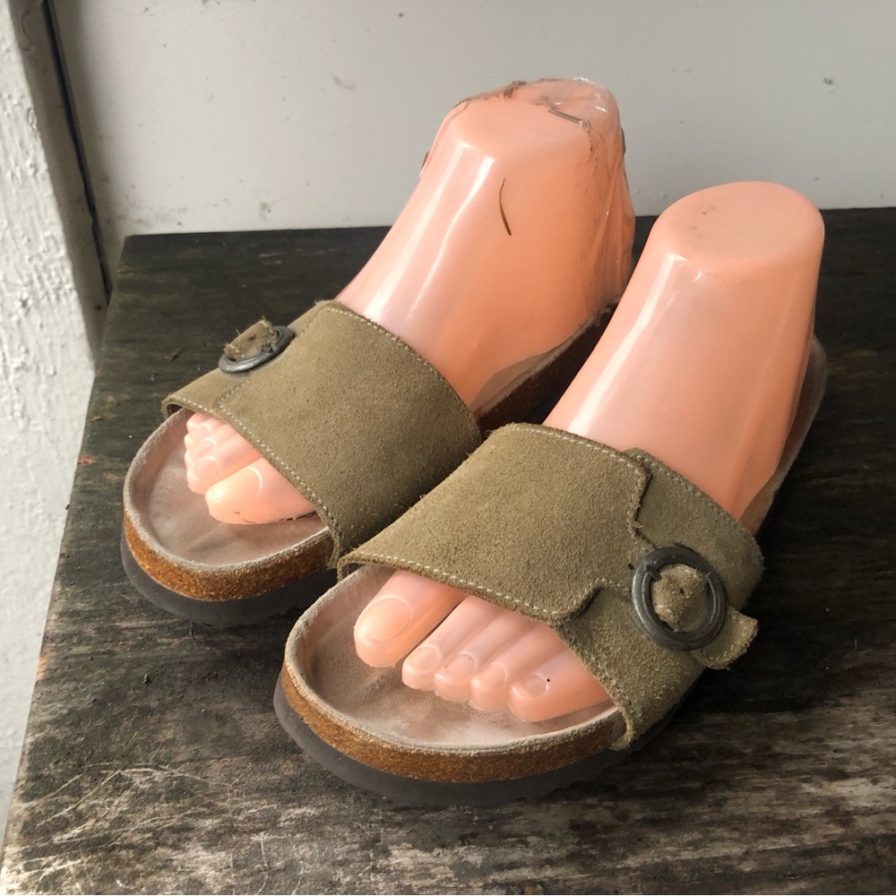 LL Bean Arizona Sandals Stone Birko-Flor Nubuck Slip On Sandals Select Size 8 - Picture 3 of 15